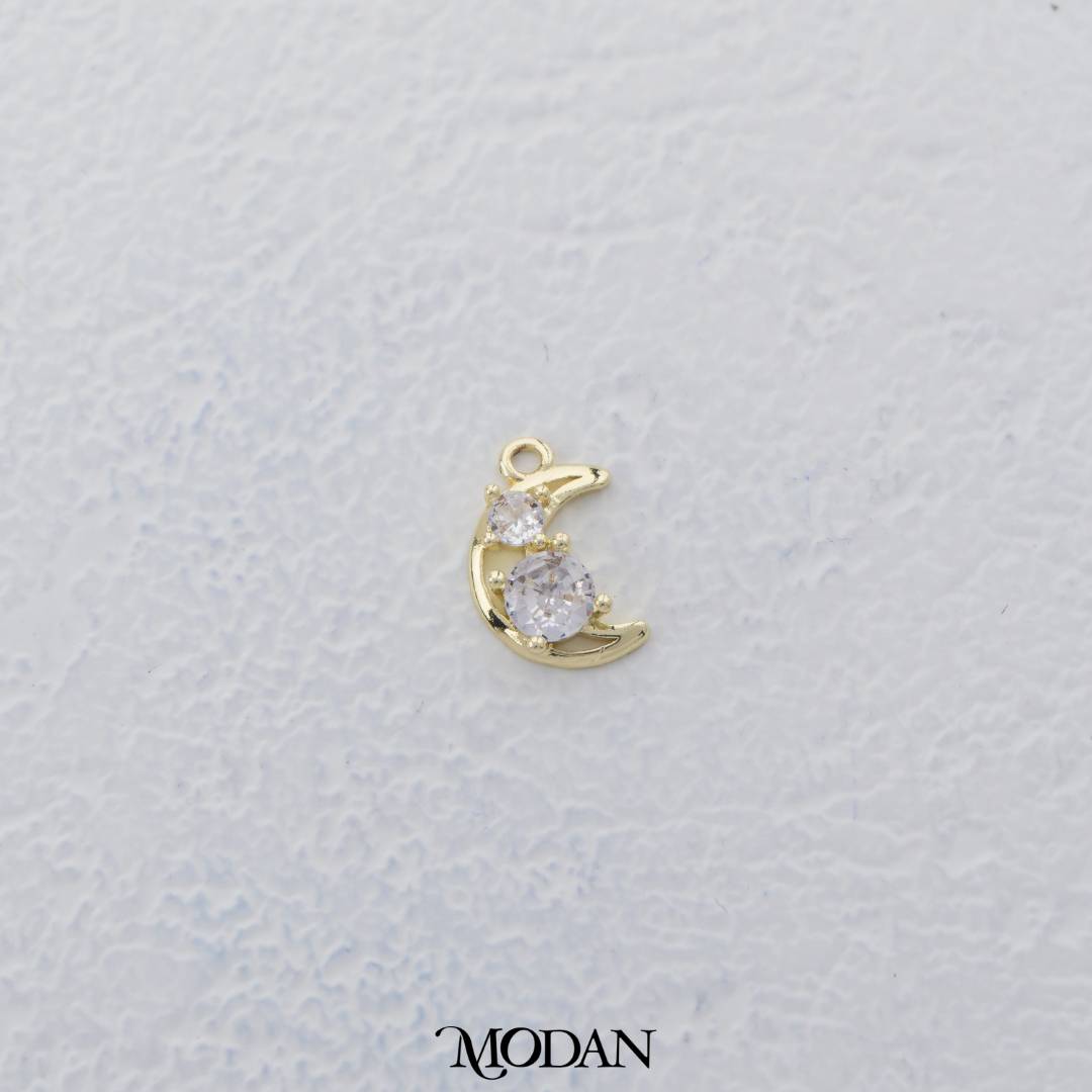 Sparkling Moon Charm DIY Charm Liontin Bulan Berlian Hypoallergenic Gold Plated