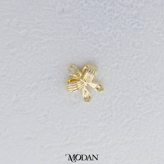 Mini Textured Ribbon Bow Charm DIY Charm Liontin Hati Hypoallergenic Gold Plated