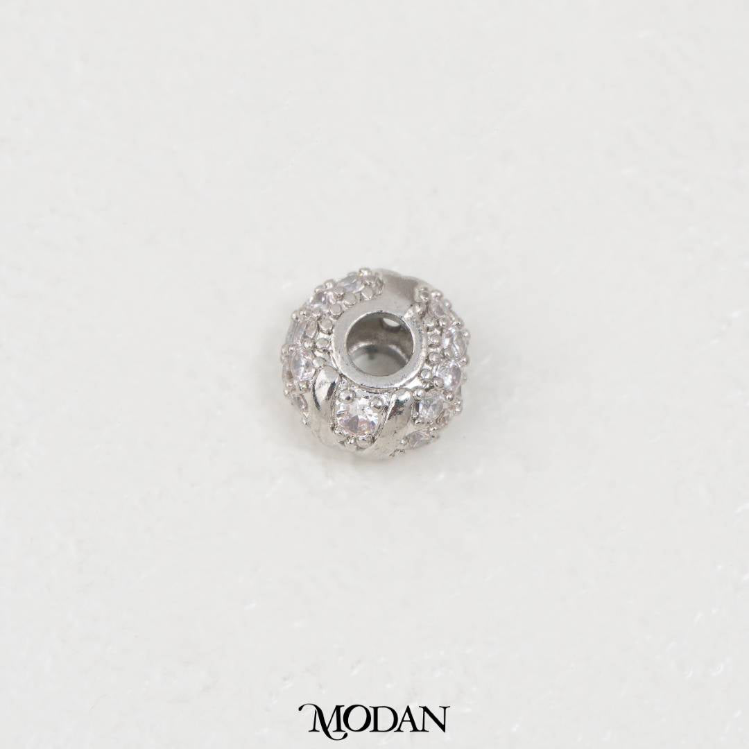 Sparkling Micro Paved Round DIY Beads Manik Liontin Kalung/Gelang Bulat Berlian Pasir Zirconia Hypoallergenic Gold Filled
