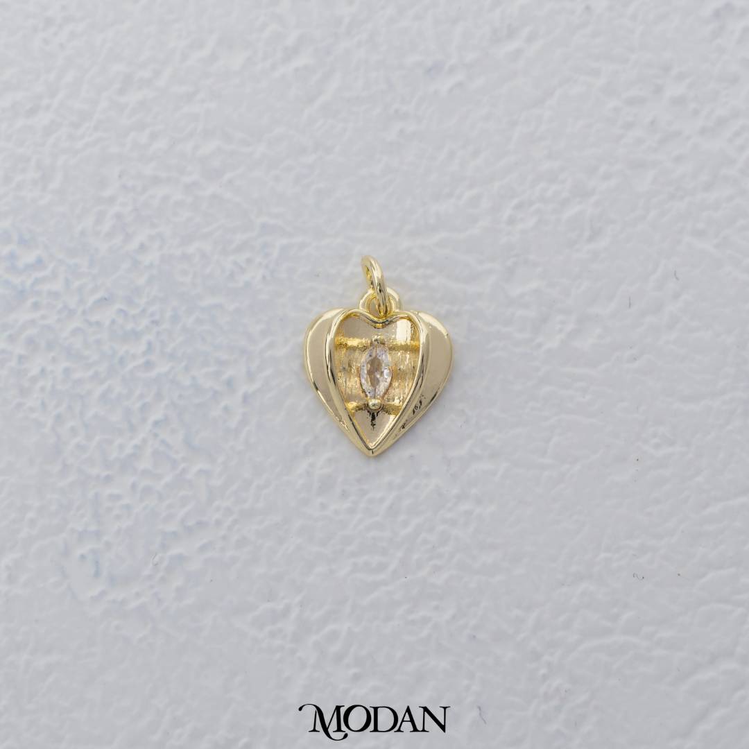 Simple Mini Solitaire Love Heart Charm DIY Charm Liontin Hati Hypoallergenic Gold Plated