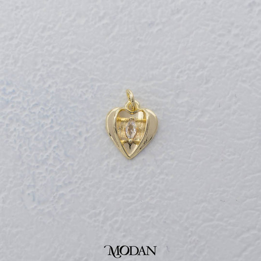 Simple Mini Solitaire Love Heart Charm DIY Charm Liontin Hati Hypoallergenic Gold Plated
