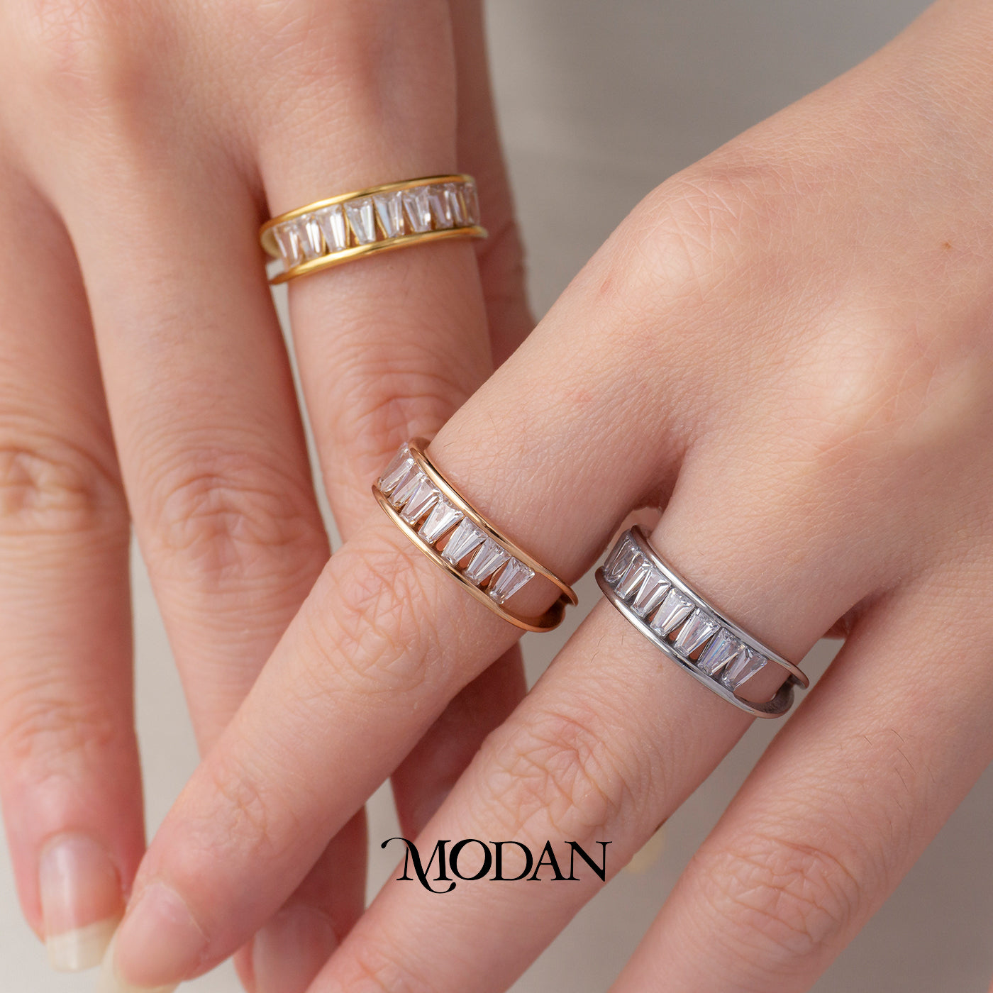 Minimalist Baguette Zigzag Ring Cincin Bentuk Baguette Zigzag Hypoallergenic Stainless Steel