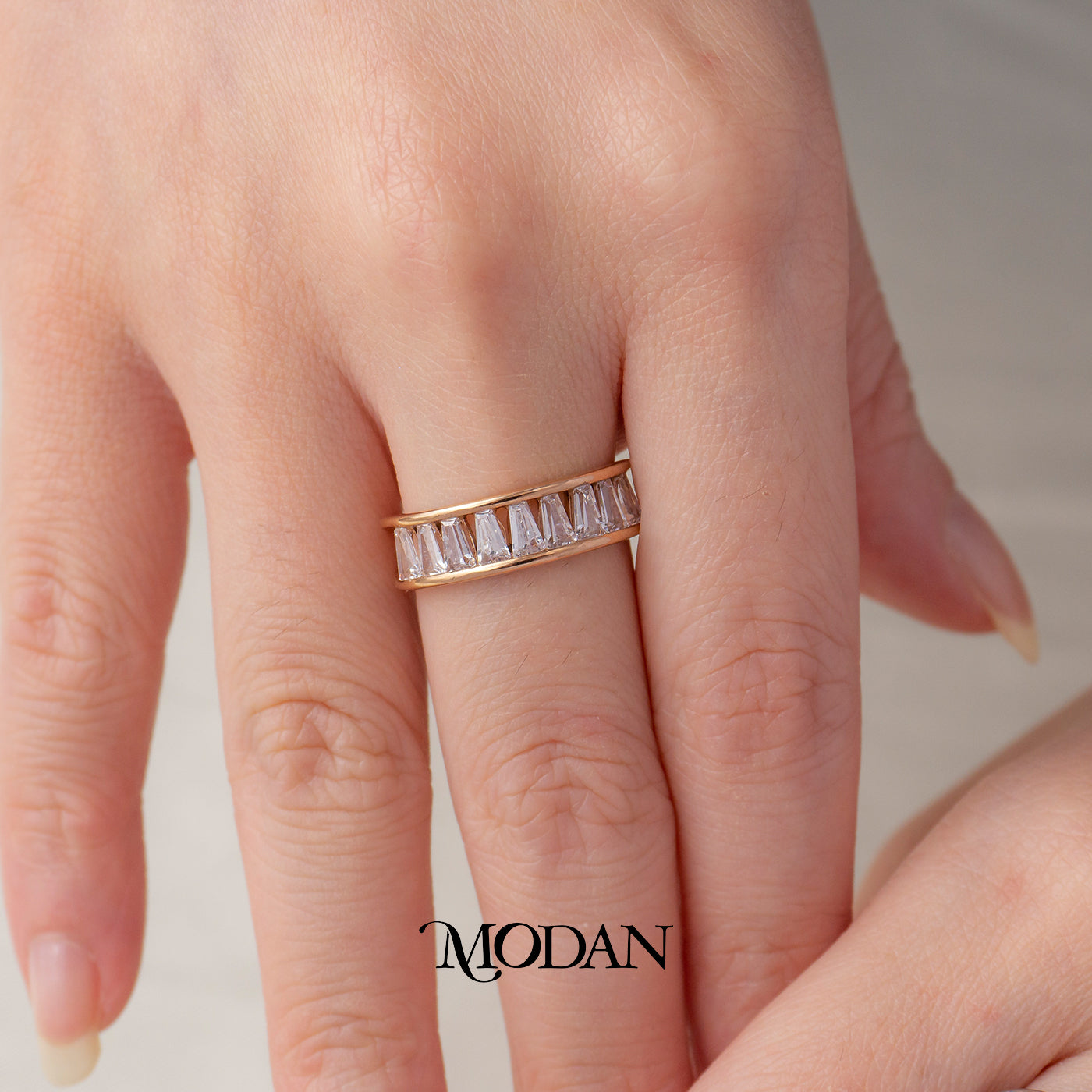 Minimalist Baguette Zigzag Ring Cincin Bentuk Baguette Zigzag Hypoallergenic Stainless Steel