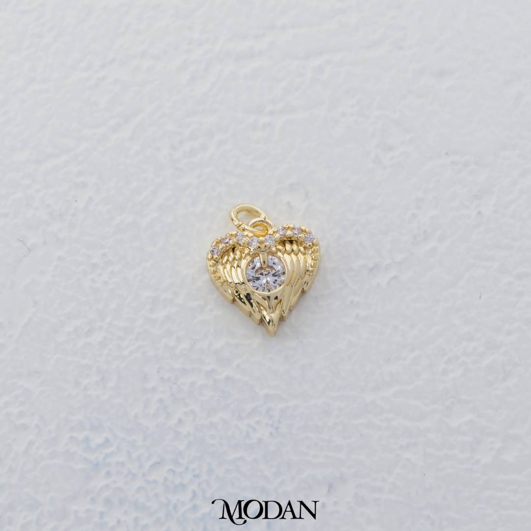 Mini Angel Wings Love Shaped DIY Charm Liontin Sayap Malaikat Bentuk Hati Hypoallergenic Gold Plated