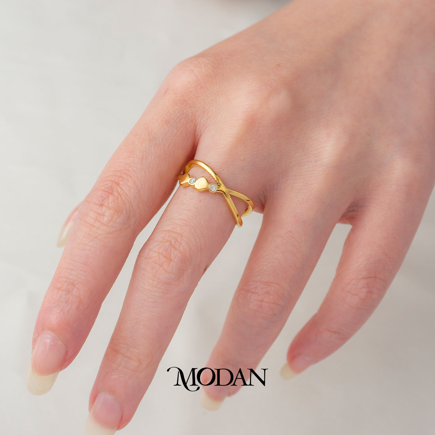 Infinity Cross Heart & ZirconRing Cincin Silang Hati Hypoallergenic Stainless Steel