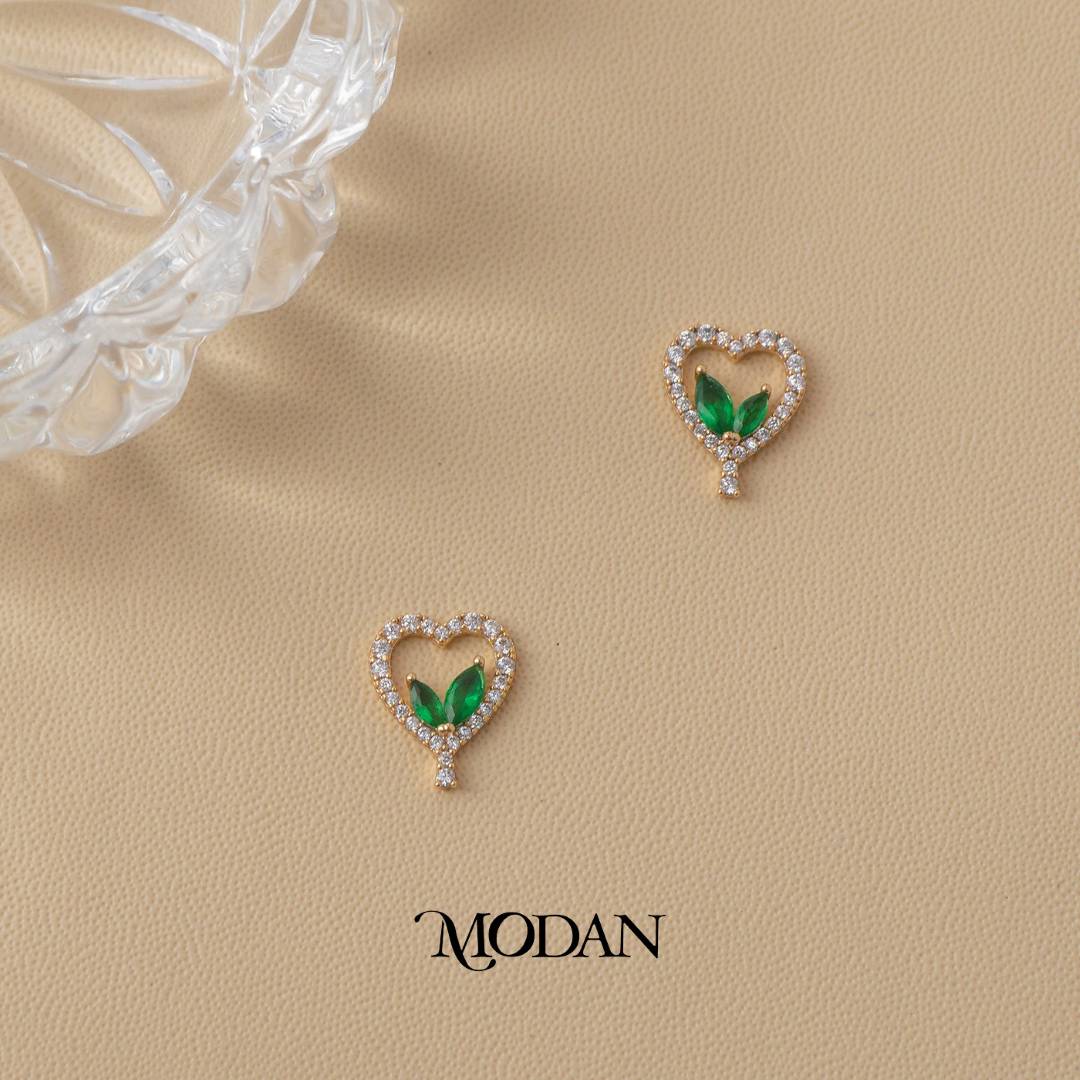 (13mm) Heart Shaped Marquise Cut Stud Earrings Anting Hati Hypoallergenic Gold Plated