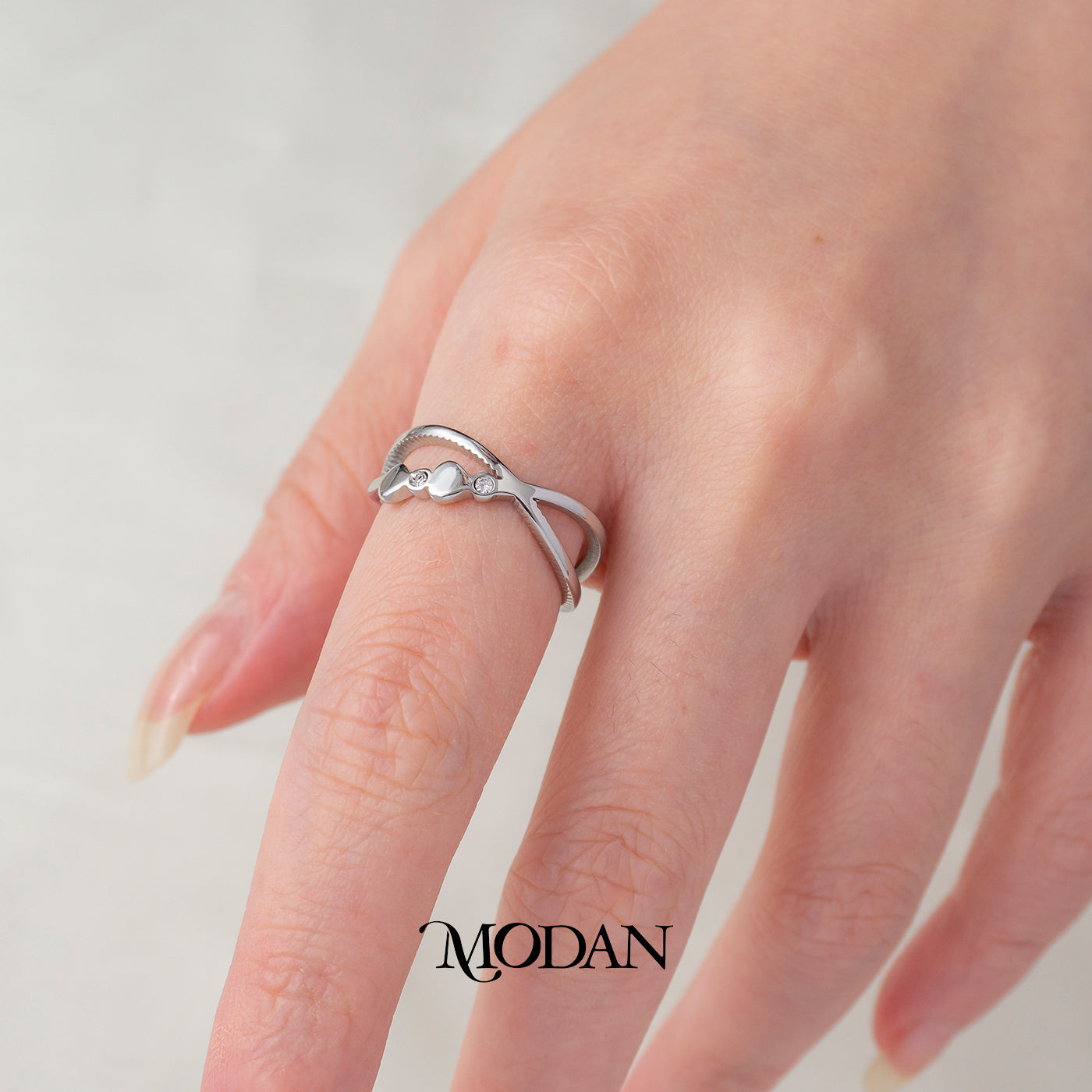 Infinity Cross Heart & ZirconRing Cincin Silang Hati Hypoallergenic Stainless Steel