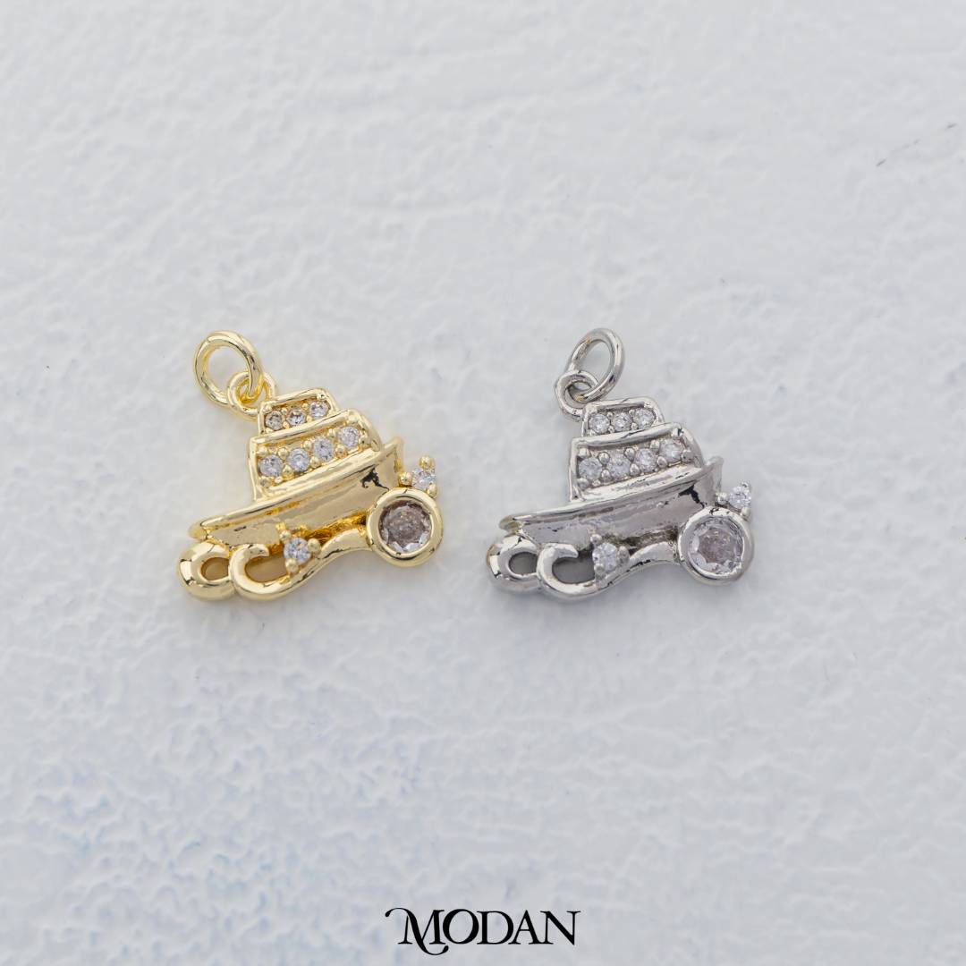 Mini Royal Chariot Charm DIY Charm Liontin Kereta Kencana Hypoallergenic Gold Filled
