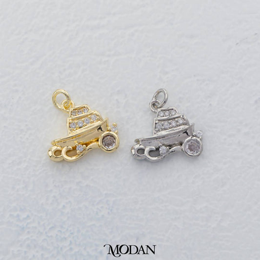 Mini Royal Chariot Charm DIY Charm Liontin Kereta Kencana Hypoallergenic Gold Filled