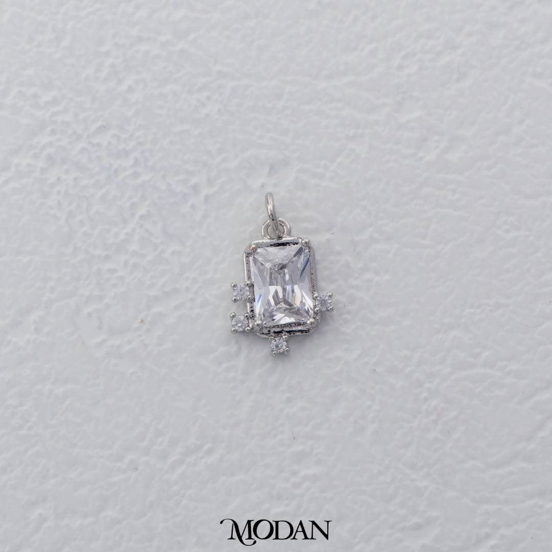 Mini Red Pink Clear Rectangular Charm DIY Charm Liontin Warna-Warni Persegi Panjang Berlian Hypoallergenic Gold Filled