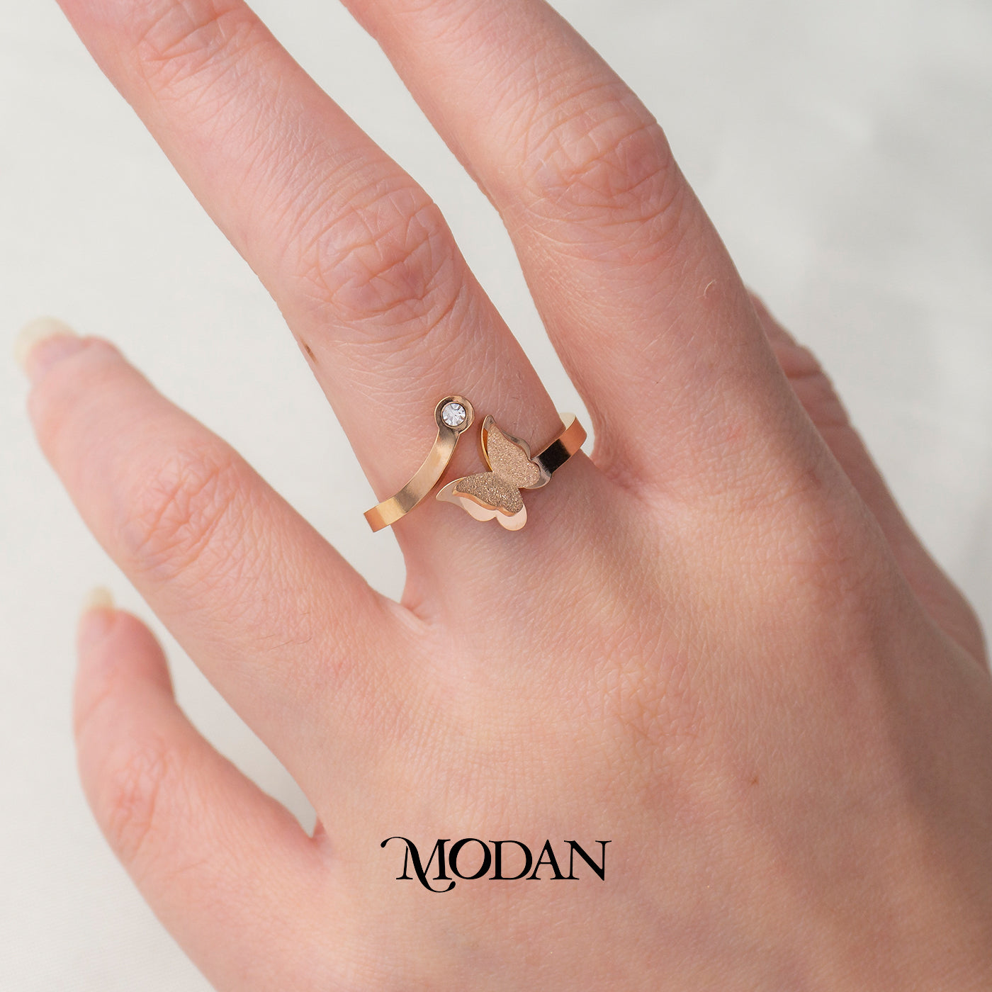 Minimalist Butterfly Layer Open Ring Cincin Layer Kupu Kupu Minimalis Hypoallergenic Stainless Steel