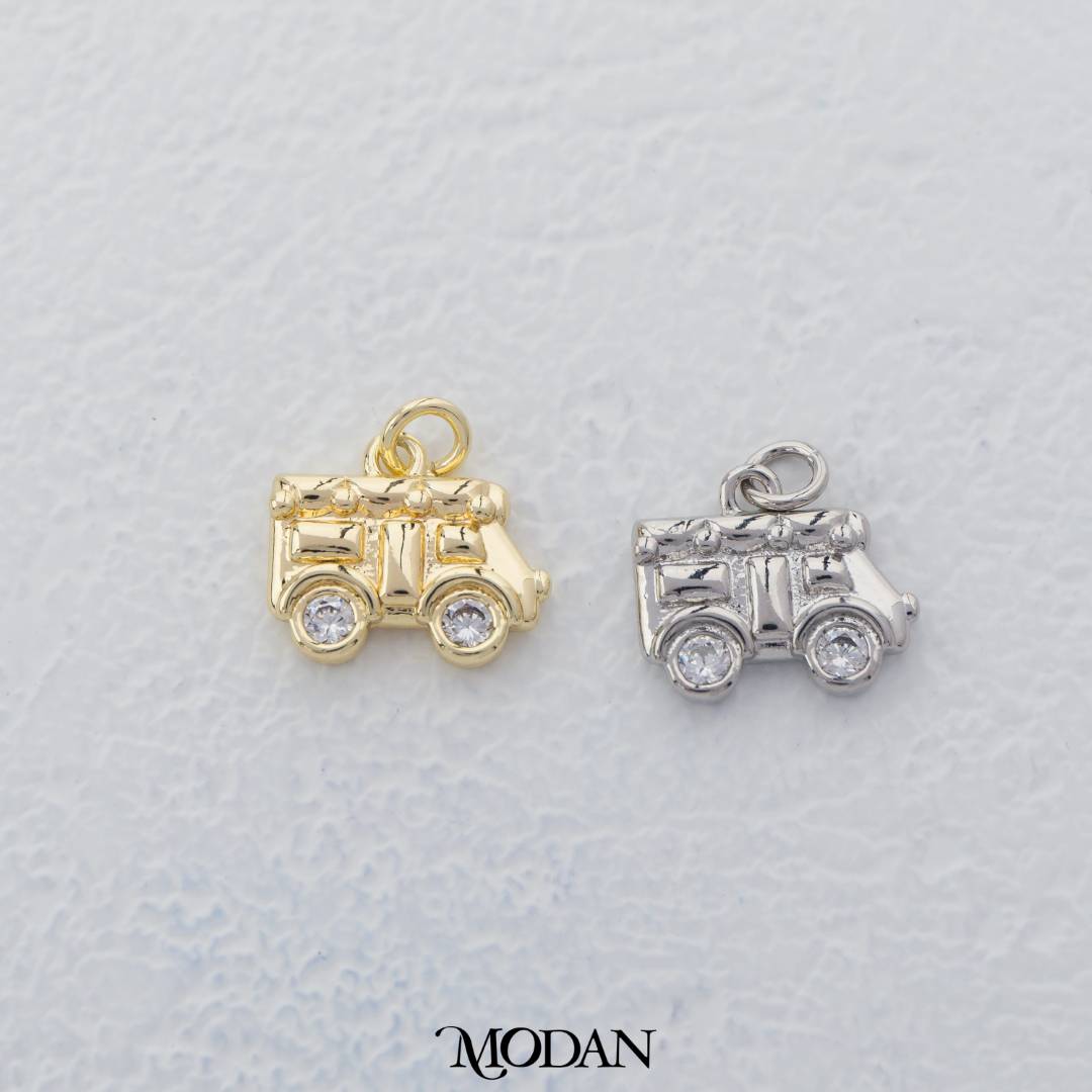 Minibus Car Charm DIY Charm Liontin Bentuk Bus Hypoallergenic Gold Filled