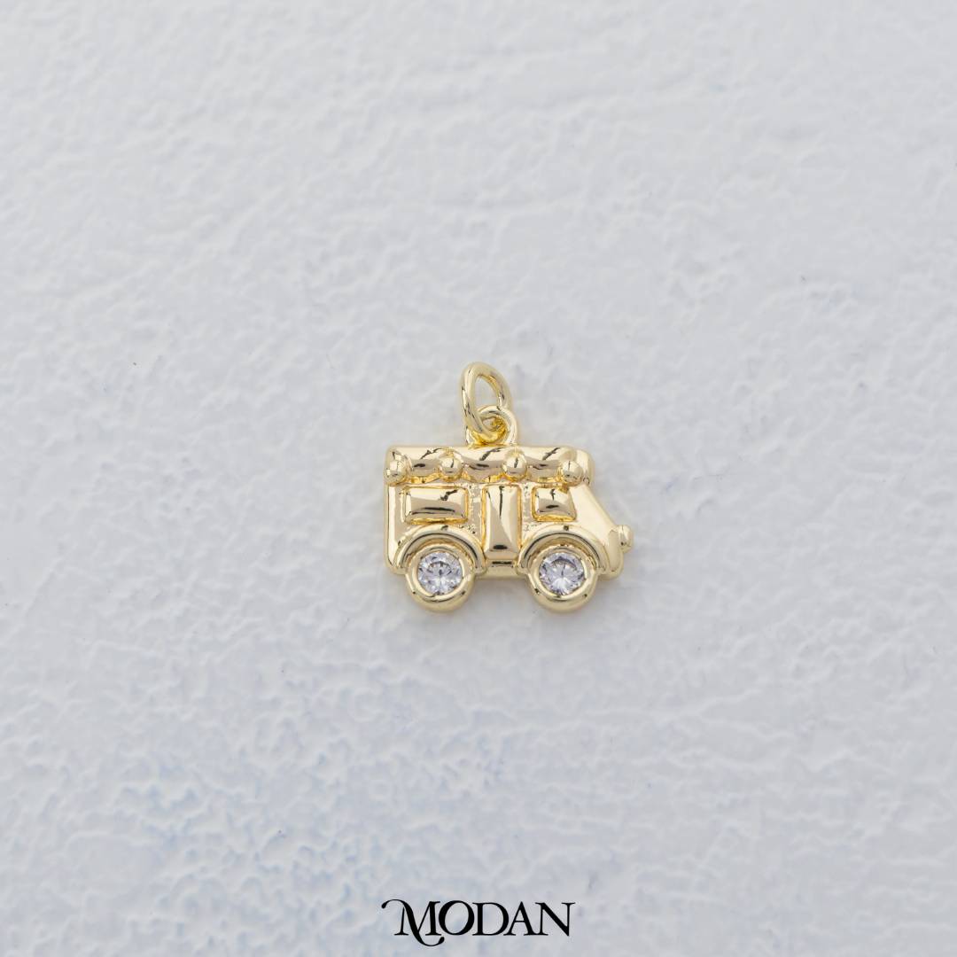 Minibus Car Charm DIY Charm Liontin Bentuk Bus Hypoallergenic Gold Filled