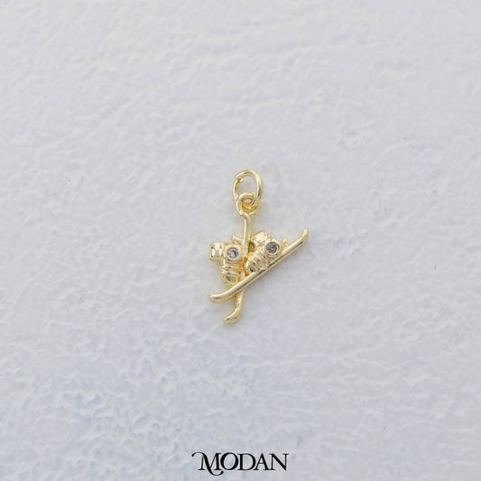 Mini Ski board Charm DIY Charm Liontin Bentuk Papan Ski Hypoallergenic Gold Filled