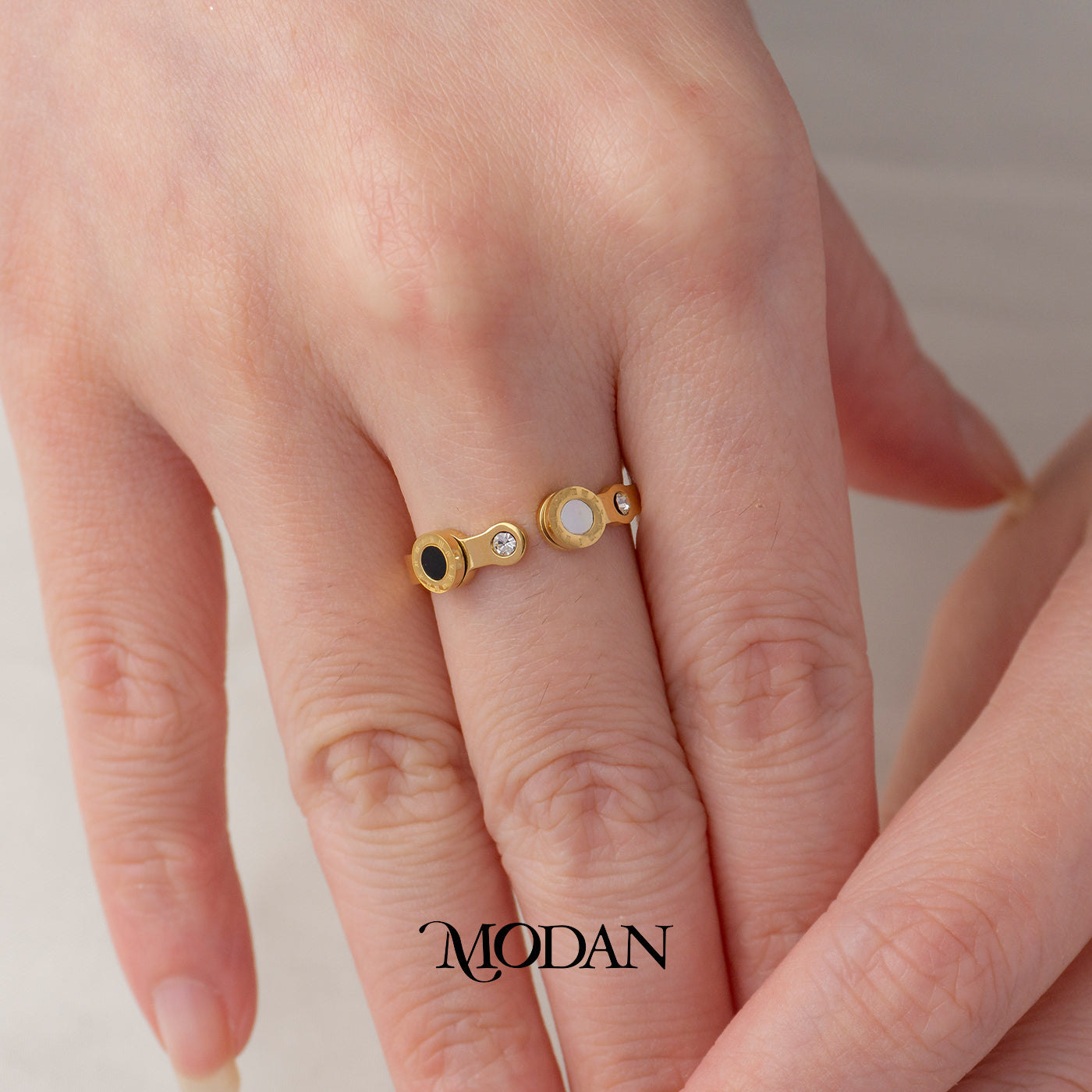 Open Roman Numeral Cuff Ring Cincin Terbuka Angka Romawi Hypoallergenic Stainless Steel