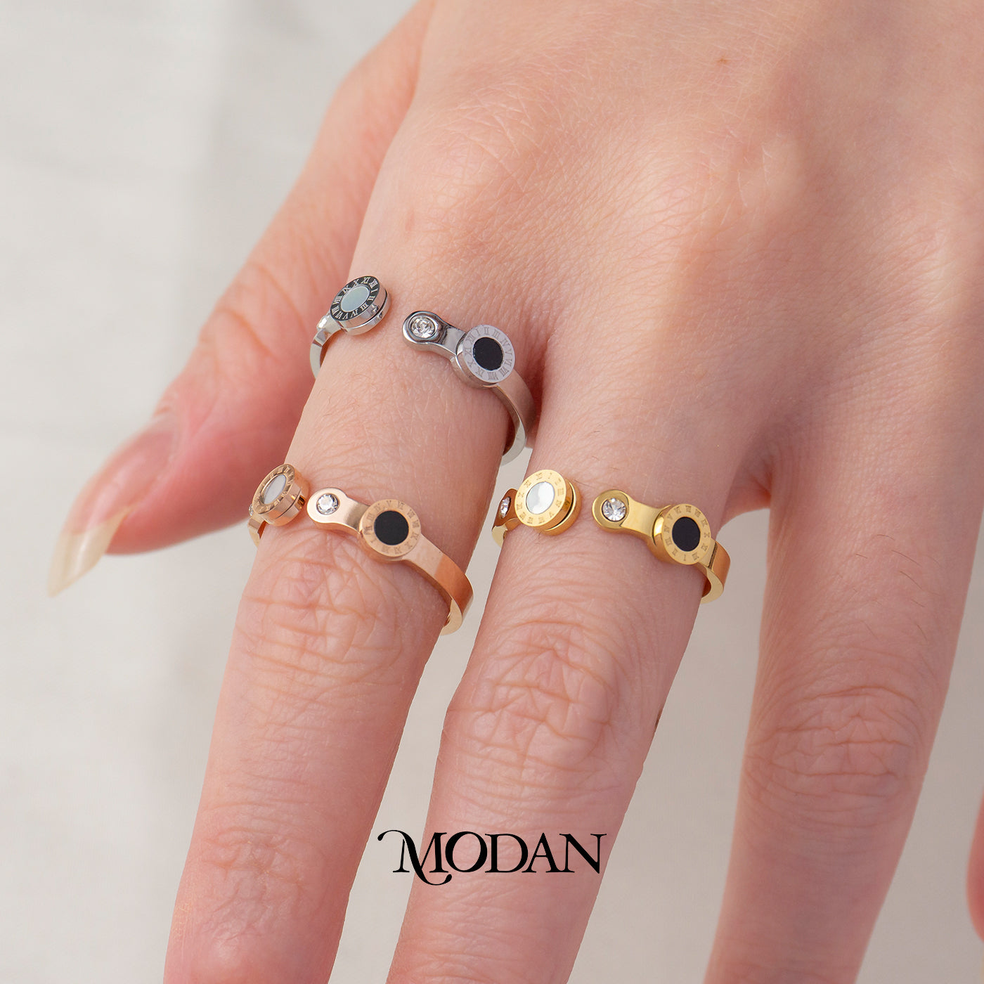 Open Roman Numeral Cuff Ring Cincin Terbuka Angka Romawi Hypoallergenic Stainless Steel