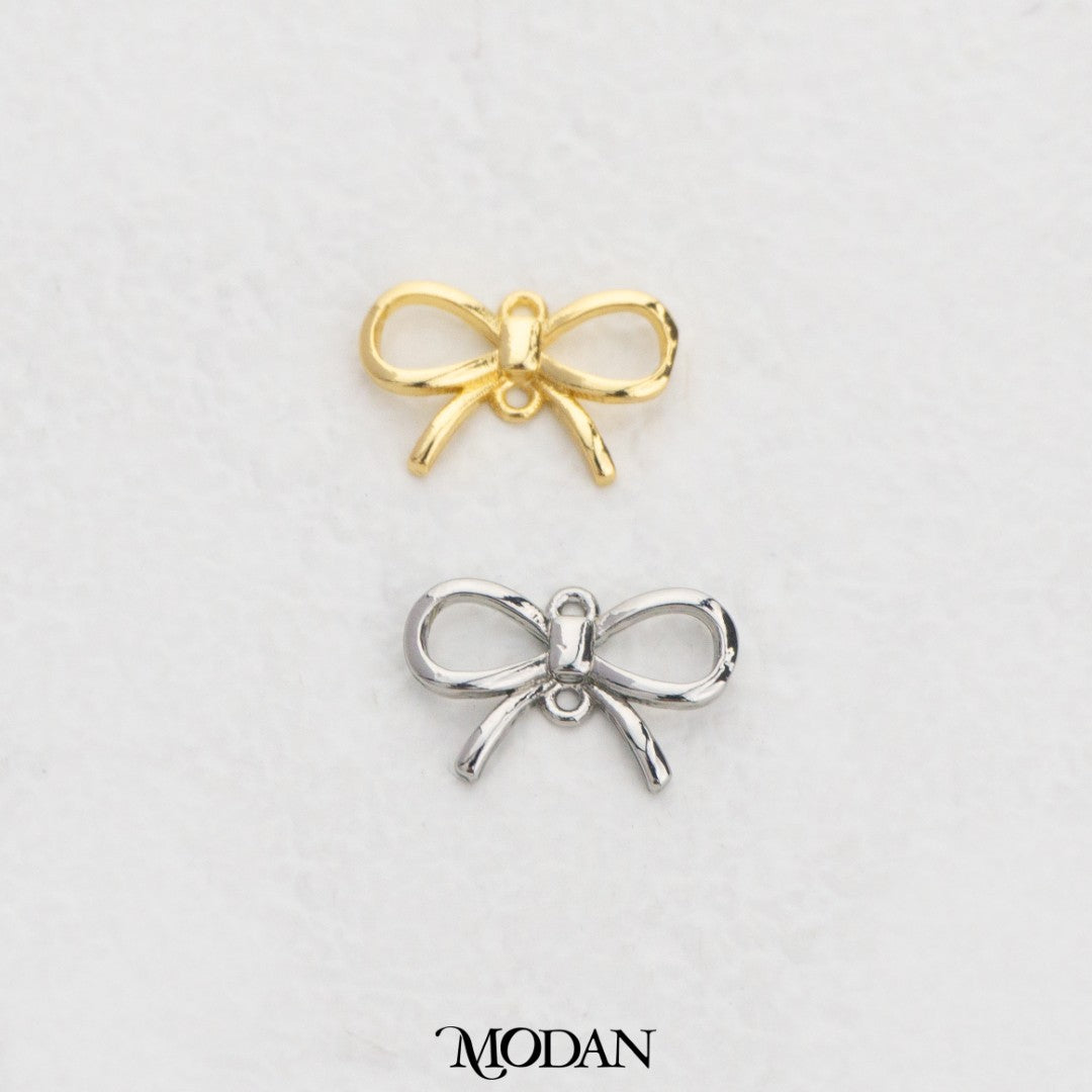 Mini Dainty Plain Ribbon Bow Charm DIY Charm Liontin Pita Kecil Hypoallergenic Gold Filled