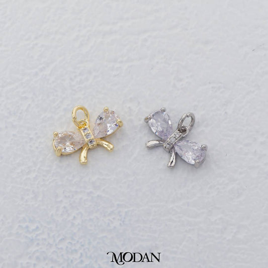 Mini Sparkling Ribbon Bow Charm DIY Charm Liontin Pita Berlian Hypoallergenic Gold Filled