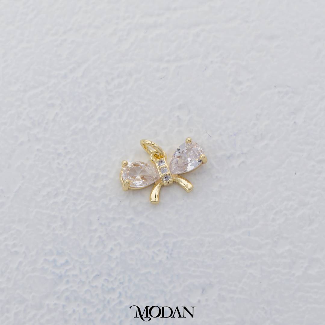 Mini Sparkling Ribbon Bow Charm DIY Charm Liontin Pita Berlian Hypoallergenic Gold Filled