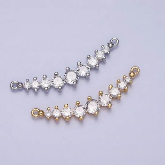 Sparkling Moissanite Elegant Curved DIY Connector Liontin Berlian Pesta Hypoallergenic Gold Plated
