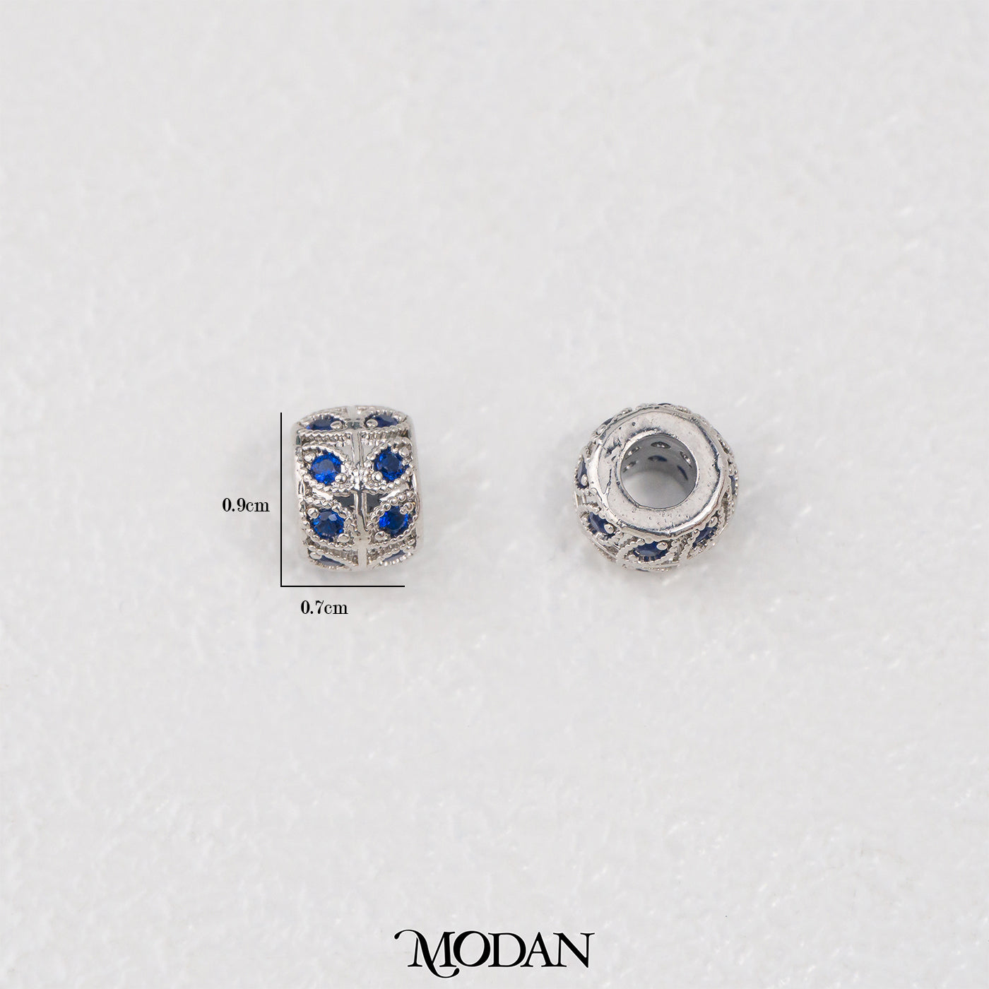 Blue Leaf Barrel Beads Zirconia DIY Spacer Bead Liontin Manik Bulat Daun Biru Hypoallergenic Gold Filled