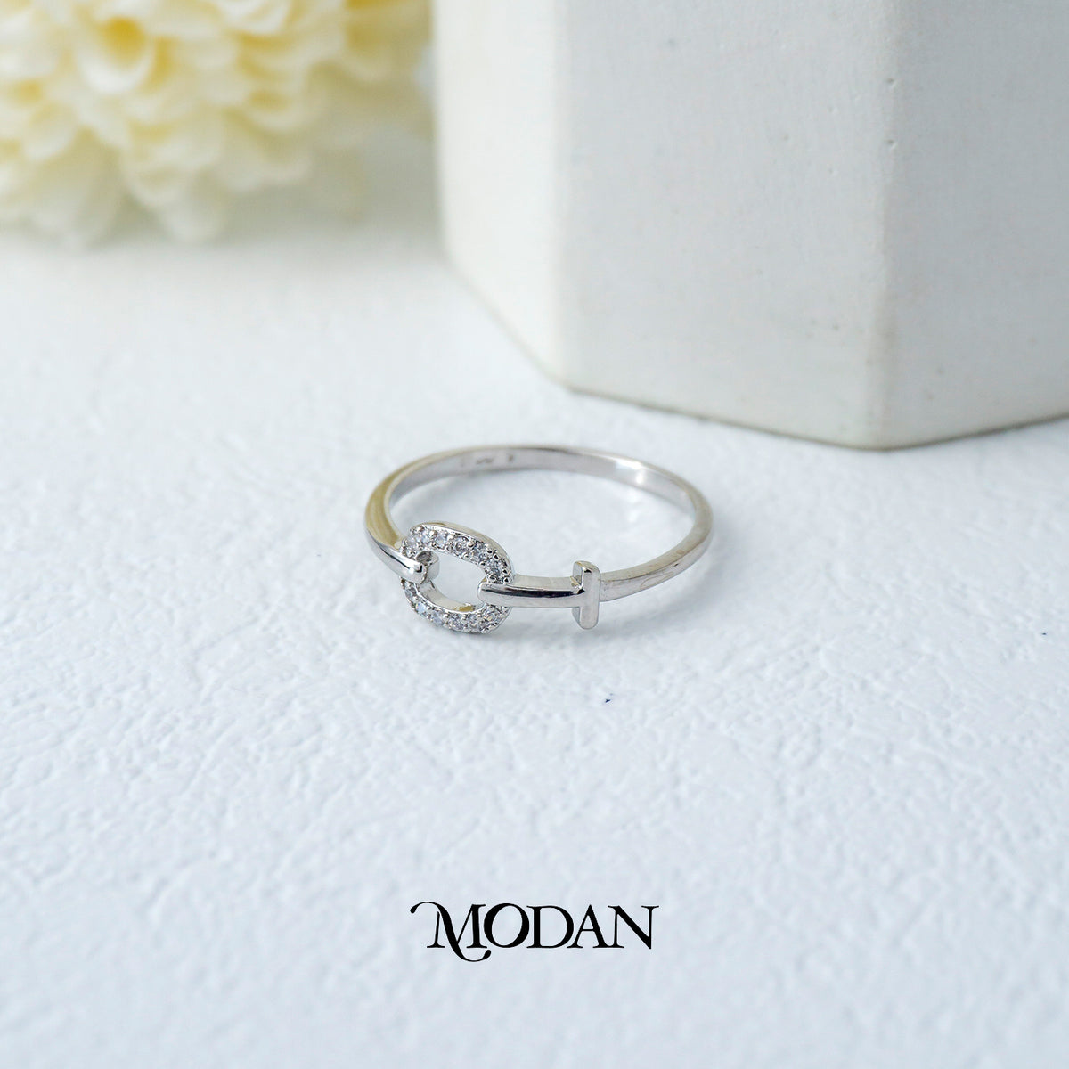 Sparkling Circle Open Ring Elegant Cincin Bulat Elegan Hypoallergenic Gold Plated