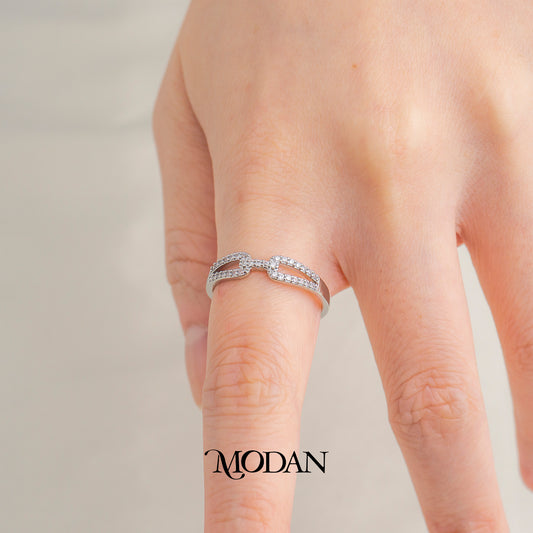 Twinkle Curve Open Ring Cincin Simple Batuan Pasir Hypoallergenic Gold Plated