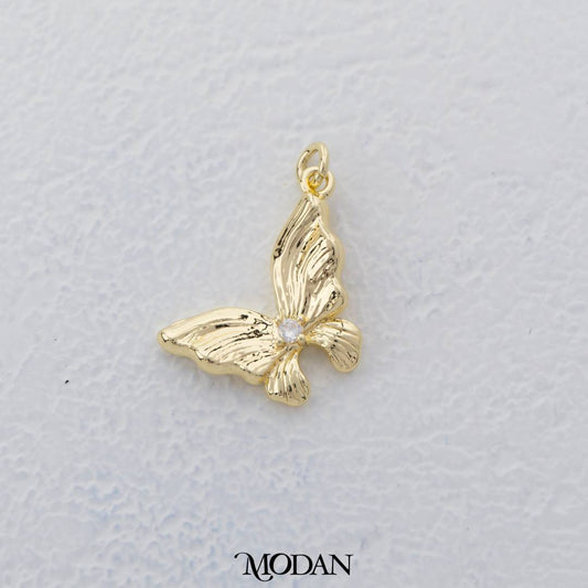 Elegant Textured Butterfly Wings Charm DIY Charm Liontin Sayap Kupu - Kupu Hypoallergenic Gold Filled