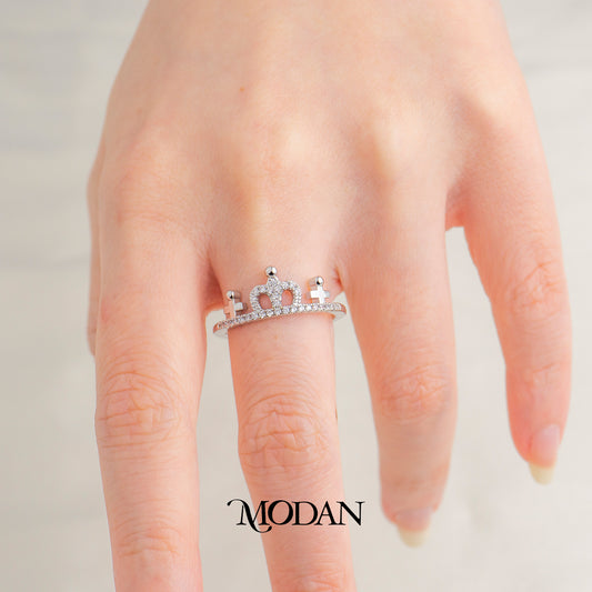 Minimalist Princess Crown Micro Pave Zirconia Ring Cincin Wanita Mahkota Hypoallergenic Gold Plated