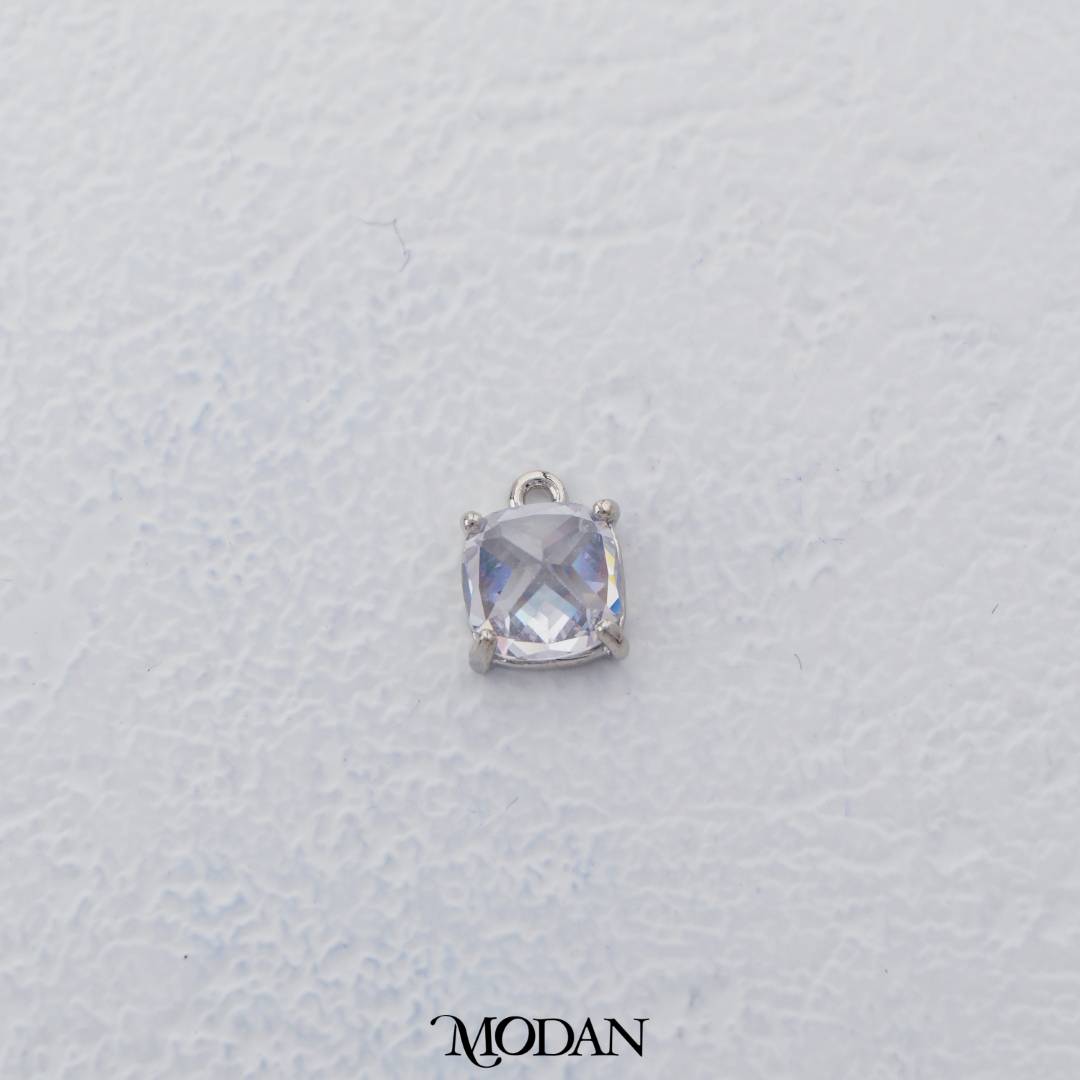Clear and Pink Radiant Cut Square Zirconia DIY Charm Liontin Berlian Persegi Hypoallergenic Gold Filled