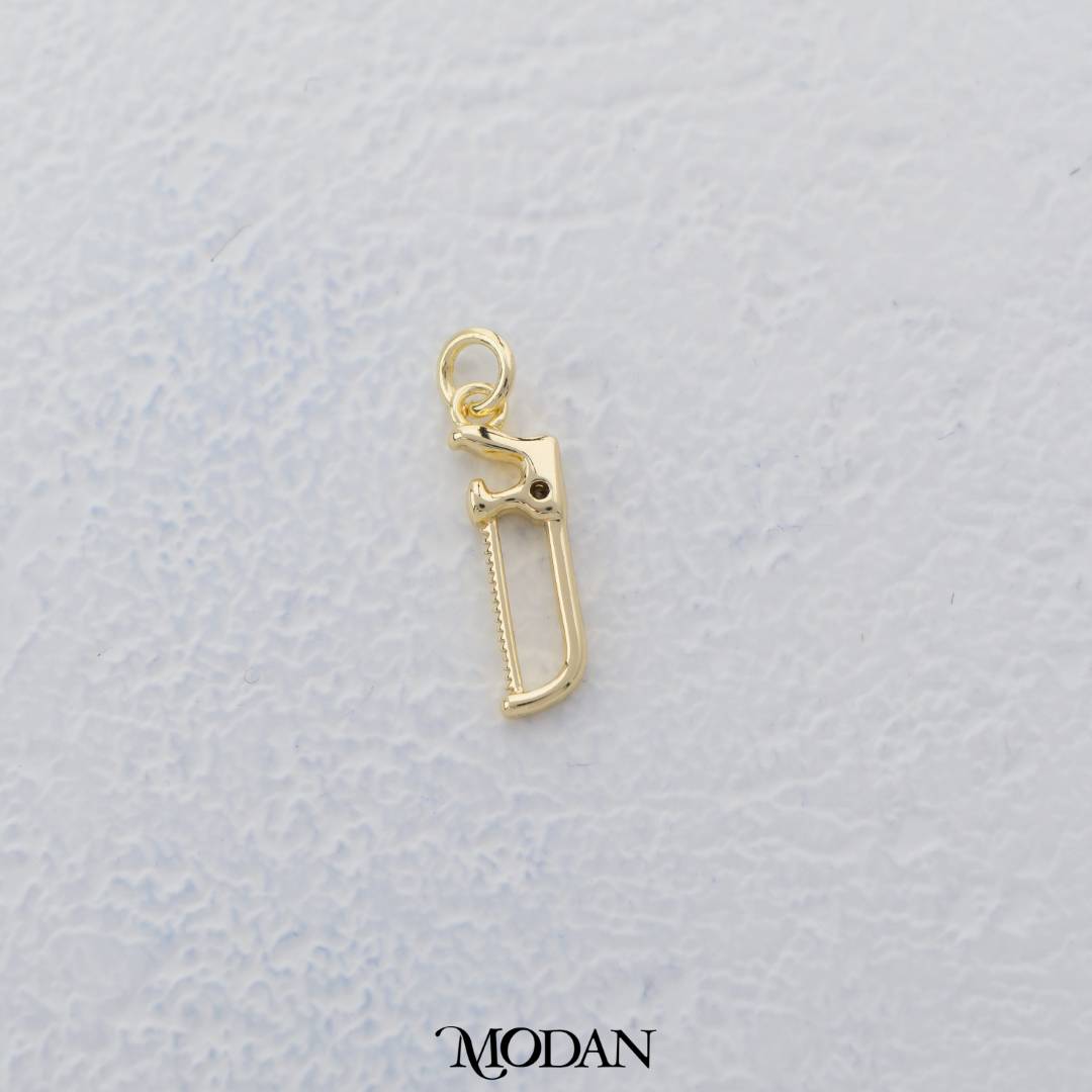 Mini Golden Hand Saw Charm DIY Charm Liontin Gergaji Tangan Kecil Hypoallergenic Gold Filled