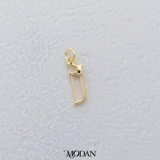 Mini Golden Hand Saw Charm DIY Charm Liontin Gergaji Tangan Kecil Hypoallergenic Gold Filled