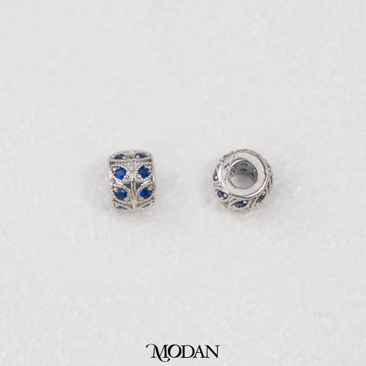 Blue Leaf Barrel Beads Zirconia DIY Spacer Bead Liontin Manik Bulat Daun Biru Hypoallergenic Gold Filled