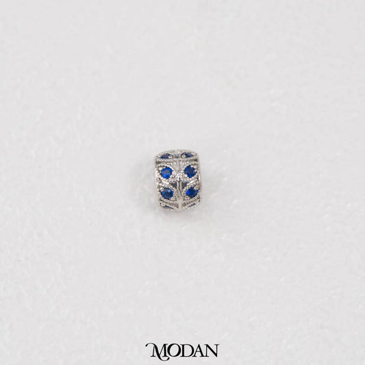 Blue Leaf Barrel Beads Zirconia DIY Spacer Bead Liontin Manik Bulat Daun Biru Hypoallergenic Gold Filled