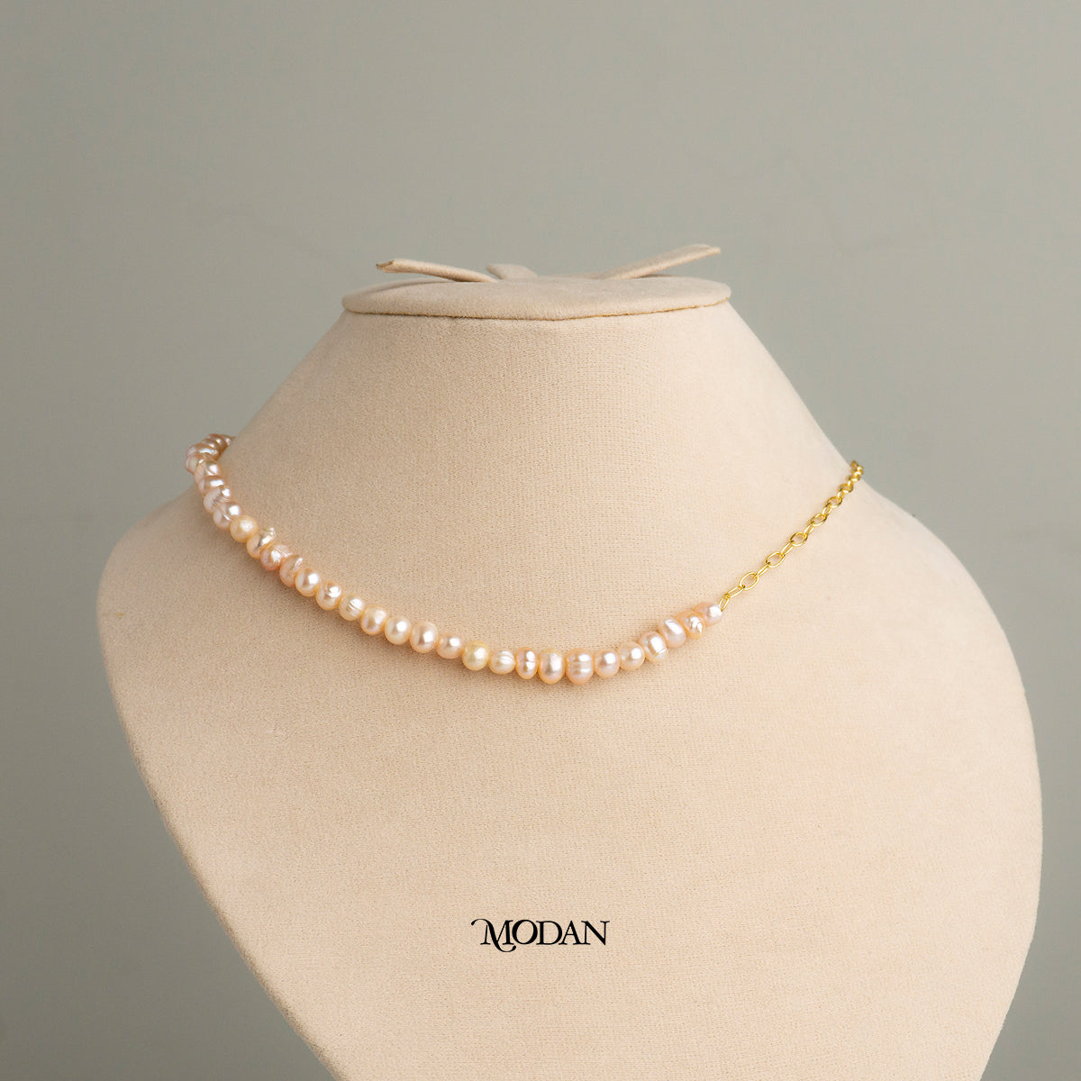 40cm Lavender Freshwater Beaded Paperclip Necklace Kalung Mutiara Air Tawar Hypoallergenic Gold Plated