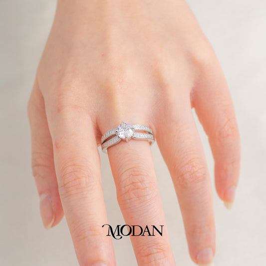 Elegant Round 4-Prong Solitaire Ring Cincin 4 Bingkai Mata Satu Hypoallergenic Gold Plated