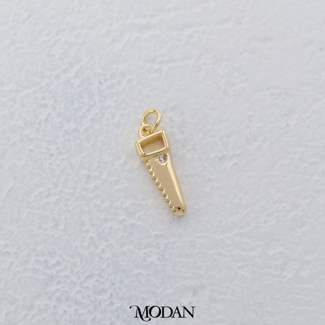 Wood Saws Charm DIY Charm Liontin Gergaji Tangan Kecil Hypoallergenic Gold Filled