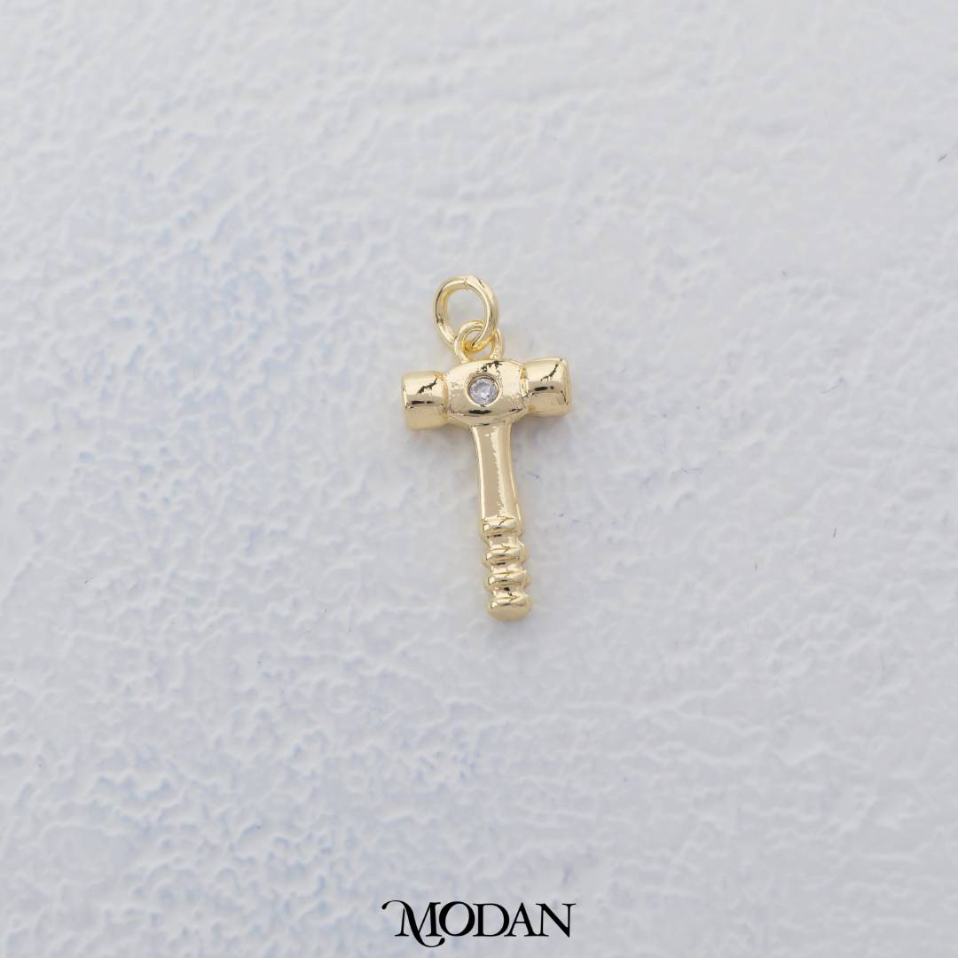 Mini Golden Hammer Charm DIY Charm Liontin Palu Kecil Hypoallergenic Gold Filled