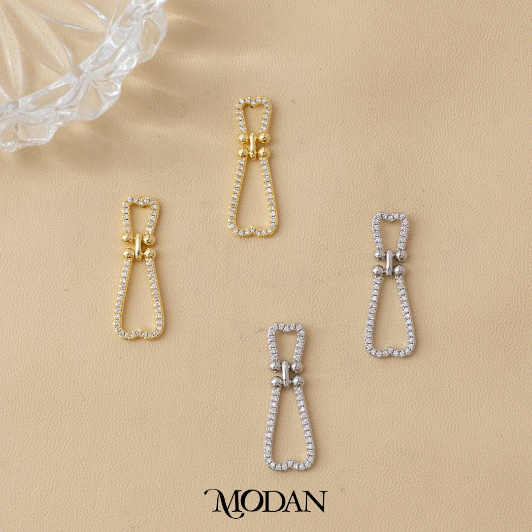 (29mm) Bridal Micro Paved Zirconia Long Drop Stud Earrings Anting Pesta Hypoallergenic Gold Plated