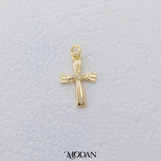 Mini Religious Cross Ribbon Charm DIY Liontin Salib Pita Hypoallergenic Gold Filled
