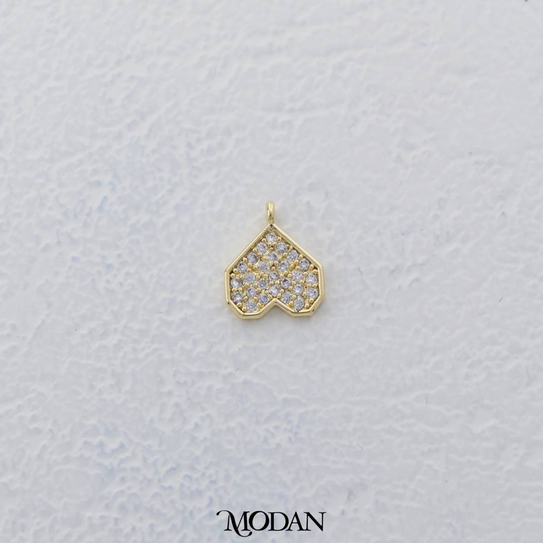Micro Paved Upside Down Love Charm DIY Charm Liontin Hati Cinta Berlian Pasir Hypoallergenic Gold Filled