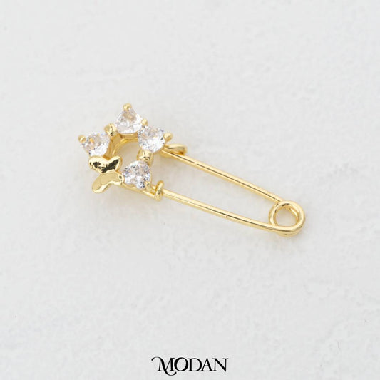 Korean Style Floral Butterfly Safety Pin Brooch Bros Peniti Bunga Kupu-kupu Hypoallergenic Gold Plated