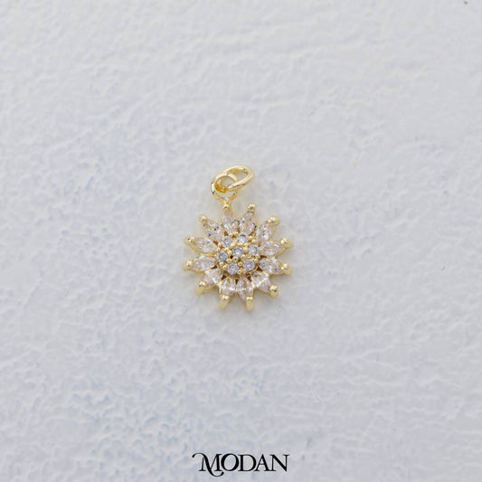 Micro Paved Blooming Flower DIY Charm Liontin Bunga Hypoallergenic Gold Filled