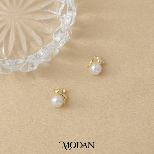 (13mm) Mini Round Stud Earrings Anting Tusuk Mutiara Hypoallergenic Gold Plated