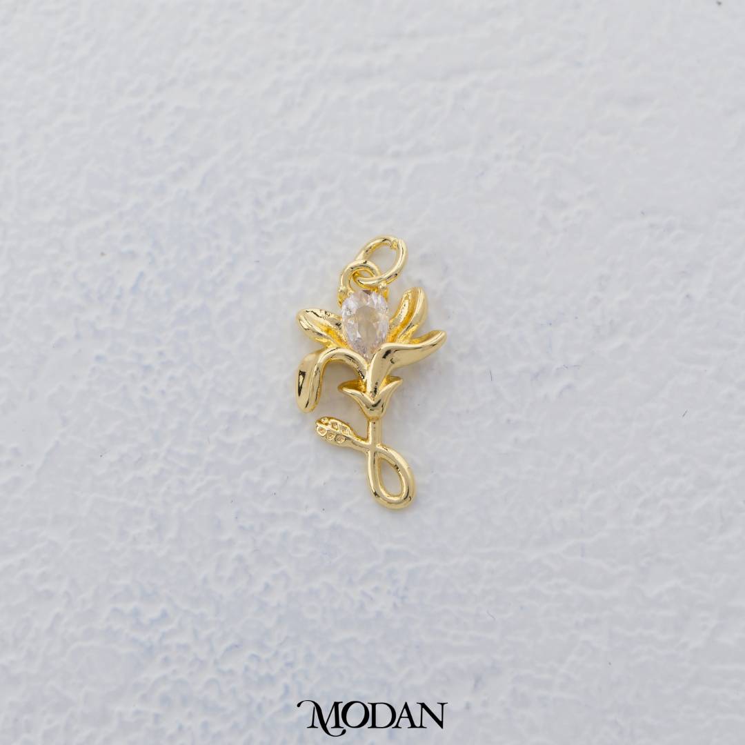 Micro Paved Flower Garden DIY Charm Liontin Bunga Hypoallergenic Gold Filled