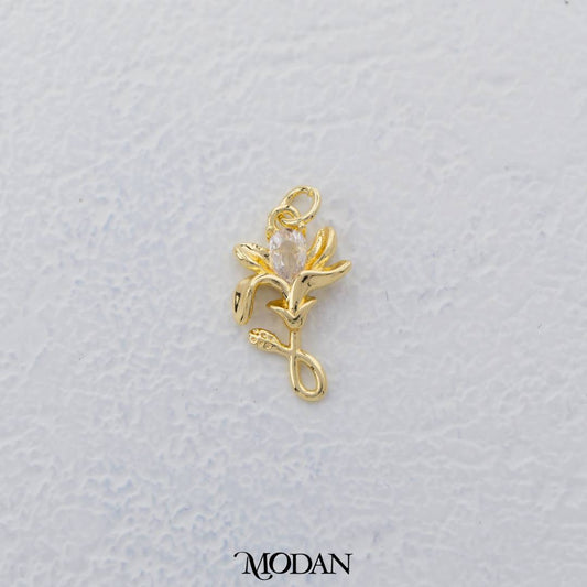 Micro Paved Flower Garden DIY Charm Liontin Bunga Hypoallergenic Gold Filled
