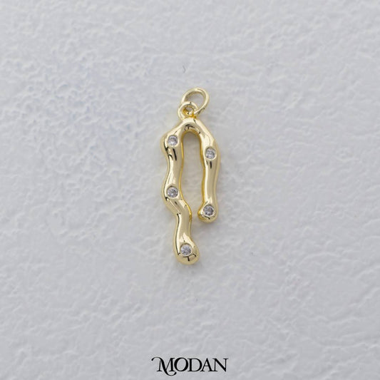 Melted Pattern Zirconia DIY Charm Liontin Abstrak Berlian Hypoallergenic Gold Filled