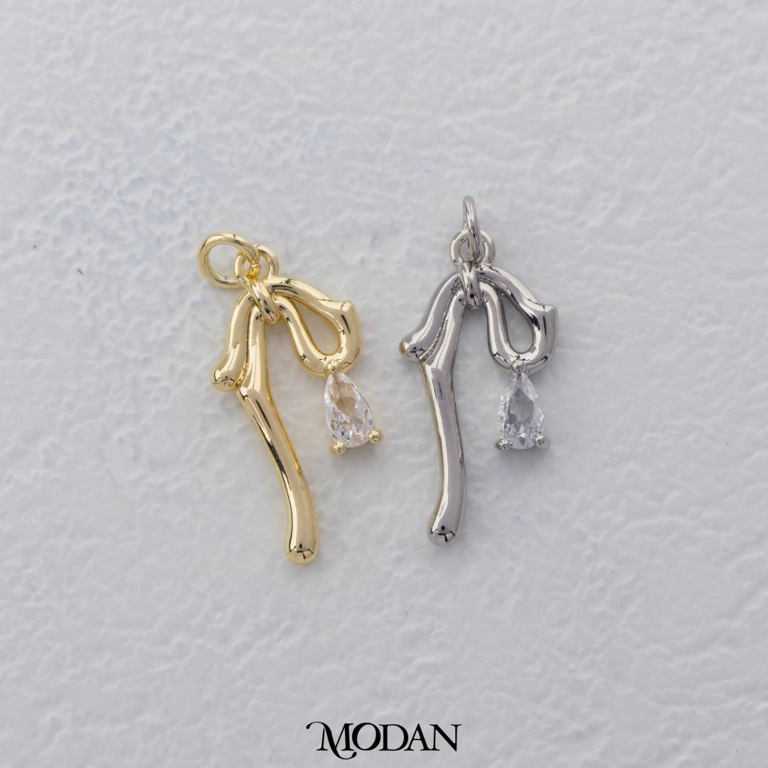 Melted Teardrop Charm DIY Charm Liontin Tetes Air Mata Abstrak Hypoallergenic Gold Filled