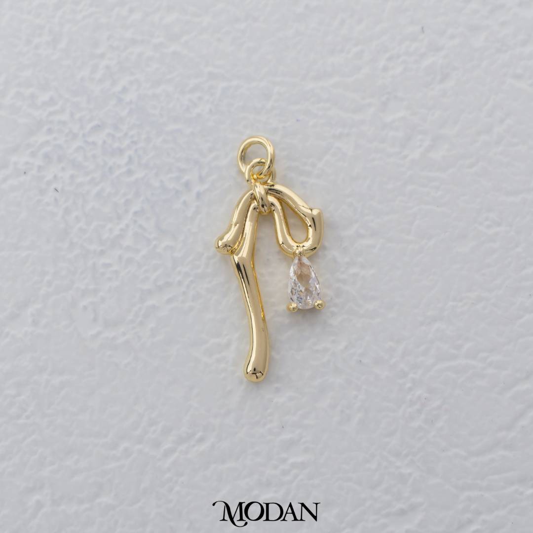 Melted Teardrop Charm DIY Charm Liontin Tetes Air Mata Abstrak Hypoallergenic Gold Filled