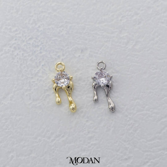 Mini Melted Solitaire Charm DIY Charm Liontin Abstrak Hypoallergenic Gold Filled